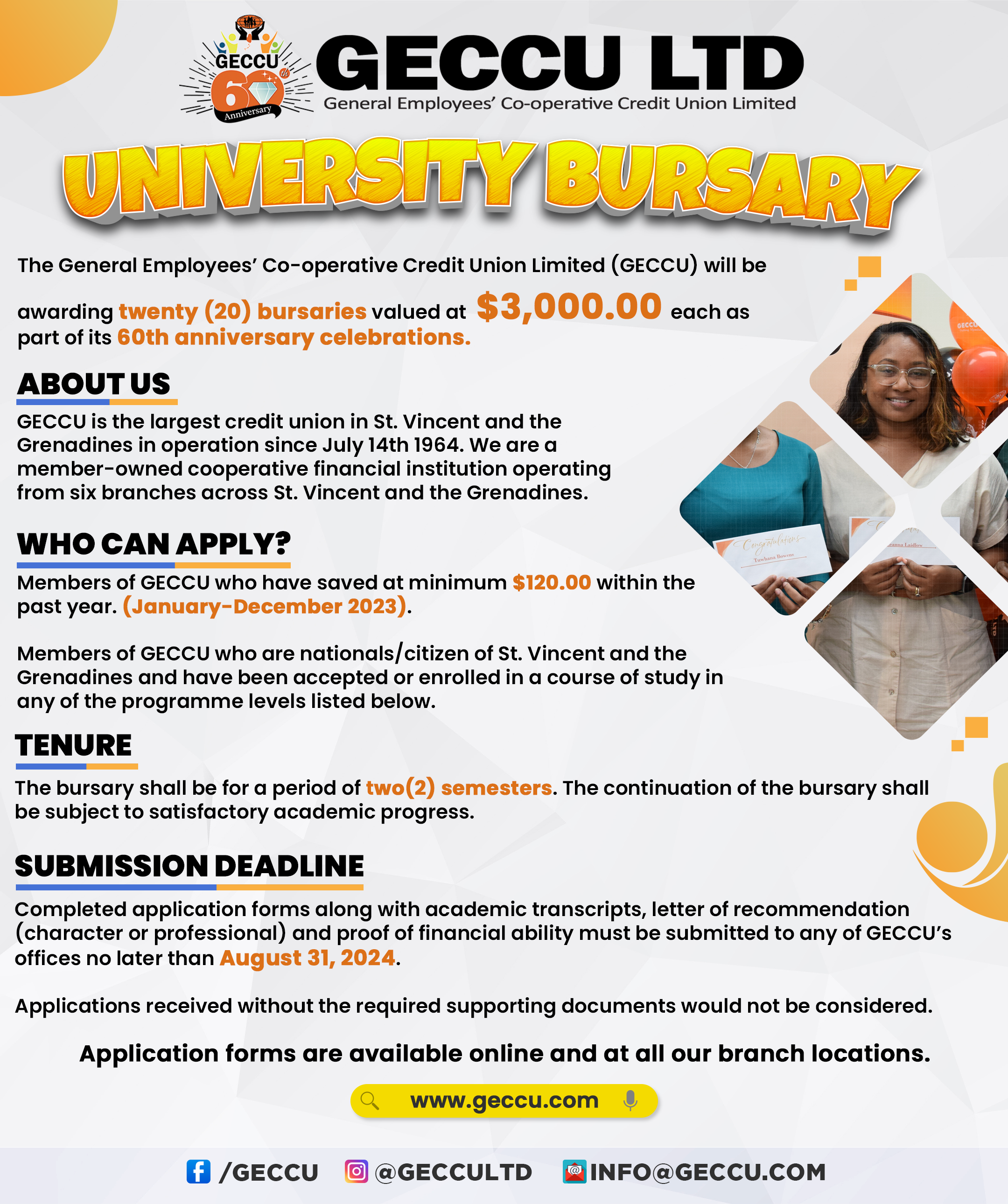 GECCU 60th Anniversary University Bursaries